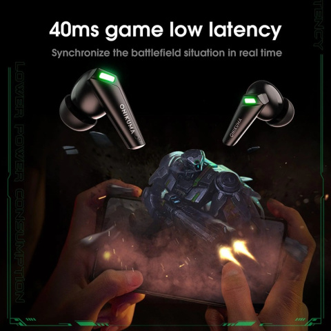 Onikuma T308 Bluetooth 5.3 TWS gamer fülhallgató, fekete