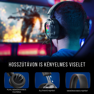 Onikuma K3 RGB Gaming headset - Fekete