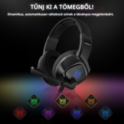 Onikuma K19 RGB Gamer headset - Fekete