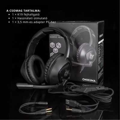Onikuma K19 RGB Gamer headset - Fekete