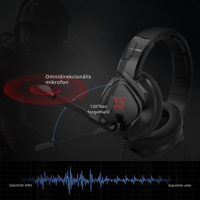 Onikuma K19 RGB Gamer headset - Fekete
