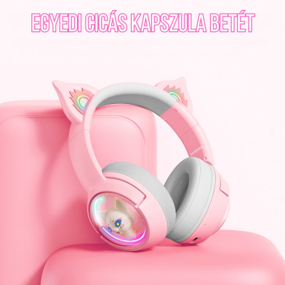 Onikuma B5 Vezeték nélküli Gamer headset - Pink - Cicafüles