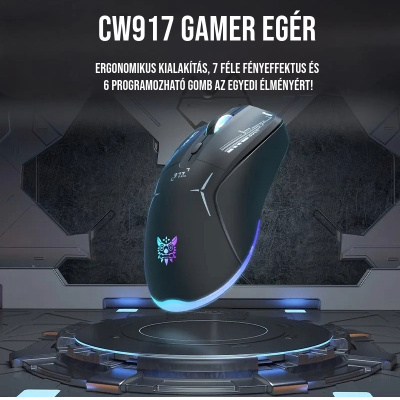 Onikuma CW917 Dual-Mode Vezeték Nélküli Gamer Egér - Fekete