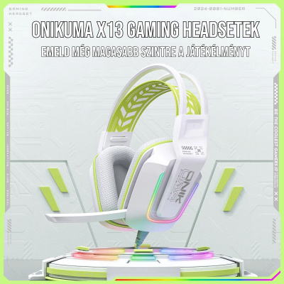 Onikuma X13 Vezetékes Gamer Fejhallgató RGB világítással - Fehér