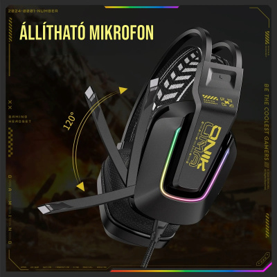 Onikuma X13 Vezetékes Gamer Fejhallgató RGB világítással - Fekete