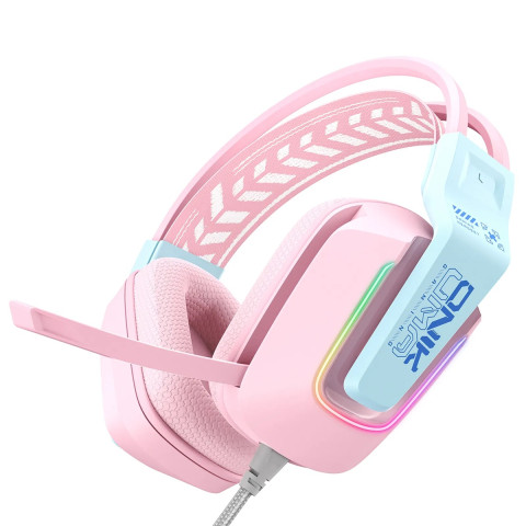 Onikuma X13 Vezetékes Gamer Fejhallgató RGB világítással - Pink