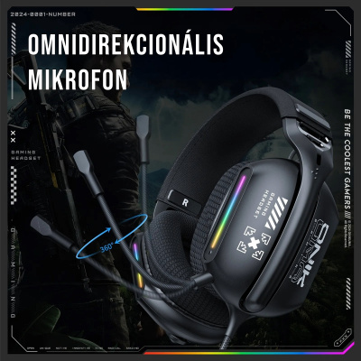 Onikuma X12 Vezetékes Gamer Fejhallgató RGB világítással
