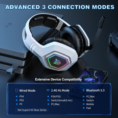 Onikuma B100 Tri-Mode Vezeték Nélküli Gamer Headset - Fehér