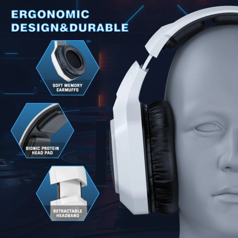 Onikuma B100 Tri-Mode Vezeték Nélküli Gamer Headset - Fehér