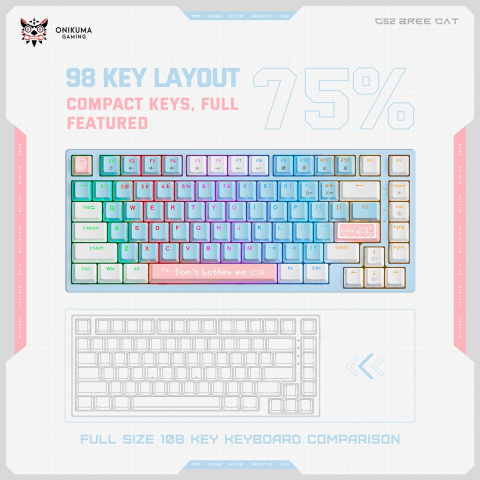 Onikuma G52 Mechanikus Gamer Billentyűzet - Kék