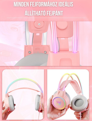 Onikuma X15 PRO Gamer Fejhallgató - Pink