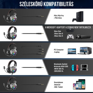Onikuma K3 RGB Gaming headset - Fekete