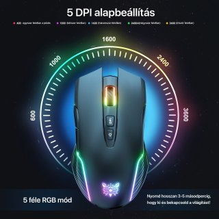 Onikuma CW905 2.4G Vezeték nélküli Gamer egér - Fekete