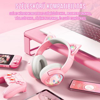 Onikuma B5 Vezeték nélküli Gamer headset - Pink - Cicafüles
