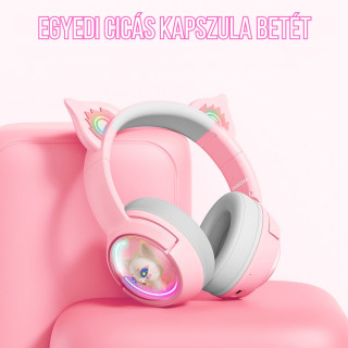 Onikuma B5 Vezeték nélküli Gamer headset - Pink - Cicafüles