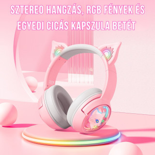 Onikuma B5 Vezeték nélküli Gamer headset - Pink - Cicafüles