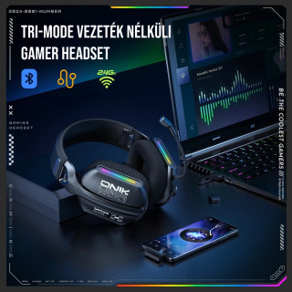 Onikuma GT808 Tri-Mode Vezeték Nélküli Gamer Headset