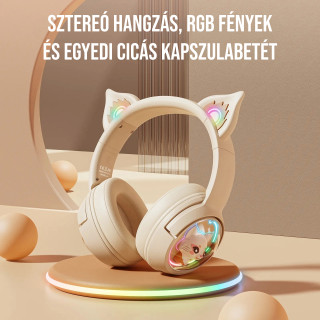 Onikuma B5 Vezeték nélküli Gamer headset - Bézs - Cicafüles