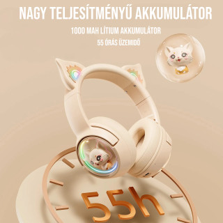 Onikuma B5 Vezeték nélküli Gamer headset - Bézs - Cicafüles