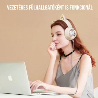 Onikuma B5 Vezeték nélküli Gamer headset - Bézs - Cicafüles