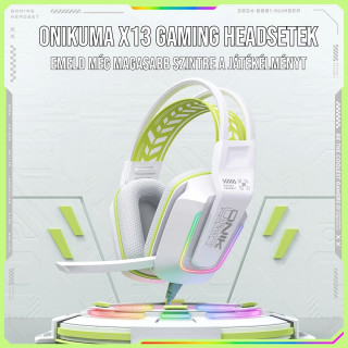 Onikuma X13 Vezetékes Gamer Fejhallgató RGB világítással - Fehér