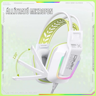Onikuma X13 Vezetékes Gamer Fejhallgató RGB világítással - Fehér