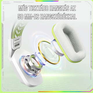 Onikuma X13 Vezetékes Gamer Fejhallgató RGB világítással - Fehér