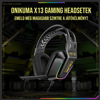 Onikuma X13 Vezetékes Gamer Fejhallgató RGB világítással - Fekete