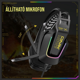 Onikuma X13 Vezetékes Gamer Fejhallgató RGB világítással - Fekete