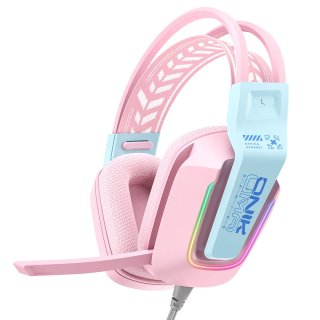 Onikuma X13 Vezetékes Gamer Fejhallgató RGB világítással - Pink