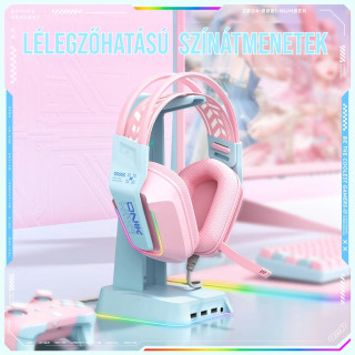 Onikuma X13 Vezetékes Gamer Fejhallgató RGB világítással - Pink