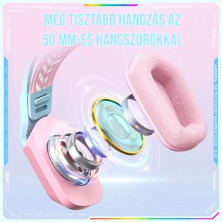 Onikuma X13 Vezetékes Gamer Fejhallgató RGB világítással - Pink