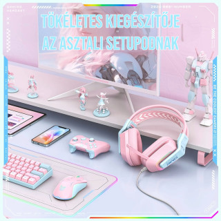 Onikuma X13 Vezetékes Gamer Fejhallgató RGB világítással - Pink