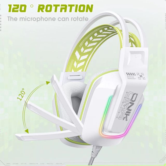 Onikuma X13 Vezetékes Gamer Fejhallgató RGB világítással - Fehér