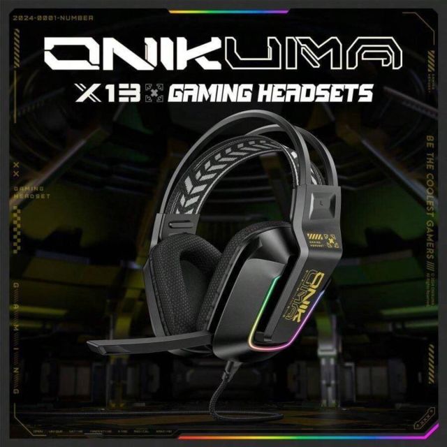 Onikuma X13 Vezetékes Gamer Fejhallgató RGB világítással - Fekete