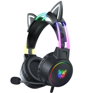 Onikuma X15 PRO Gamer Headset, Virtual surround, Over-Ear, mikrofonos, cicafüles, RGB, 3.5mm jack, vezetékes