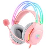 Onikuma X26 RGB vezetékes gamer headset, pink