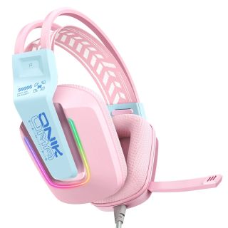 Onikuma X13 Vezetékes Gamer Fejhallgató RGB világítással - Pink, Stereo, Over-Ear, mikrofonos, RGB, 3.5mm jack, vezetékes